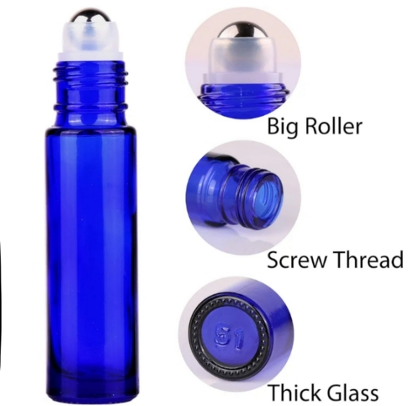 2pc Bottle Set Cobalt Blue Glass Roller Bottles Essential Oils DIY Scents - Picture 8 of 8